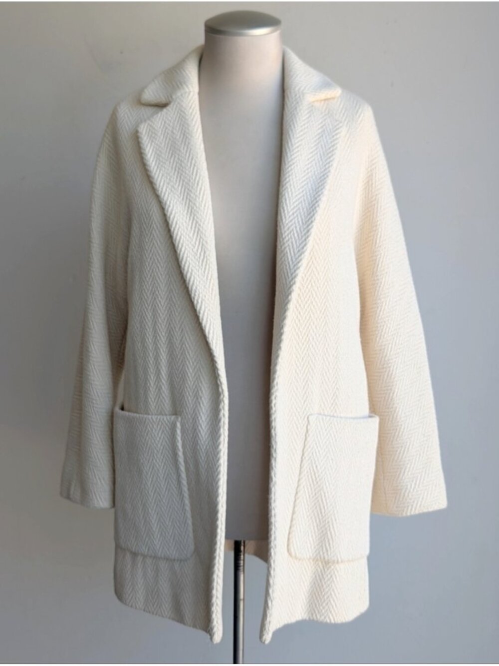 Massimo Dutti Cream Knit Blazer Coat